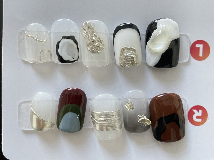 美甲ins小众短款简约