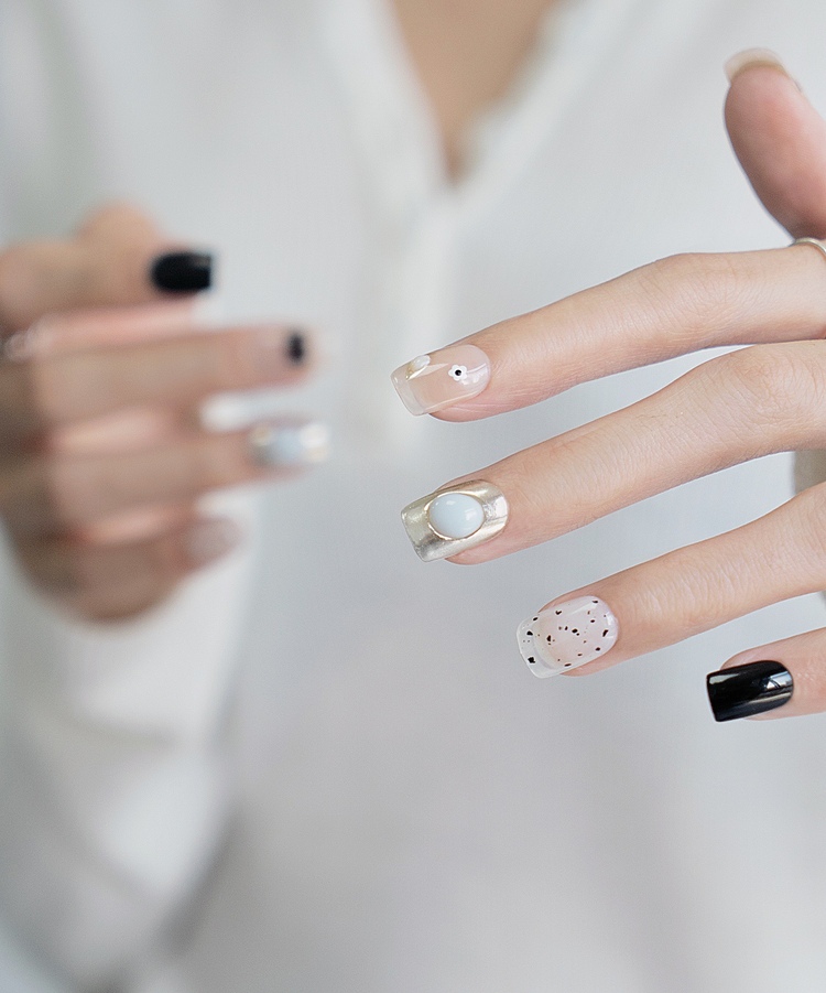 ins温柔风美甲中短