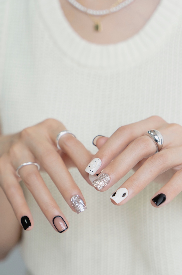 美甲ins甲片，美甲ins风图片