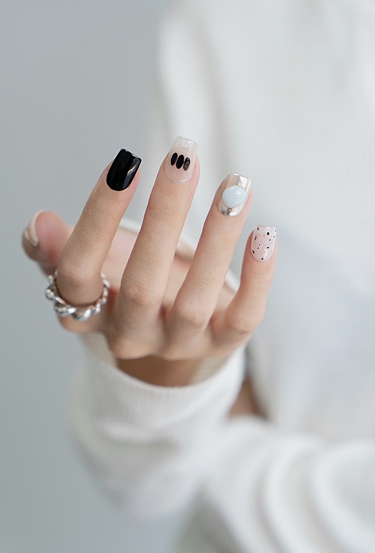 ins温柔风美甲中短